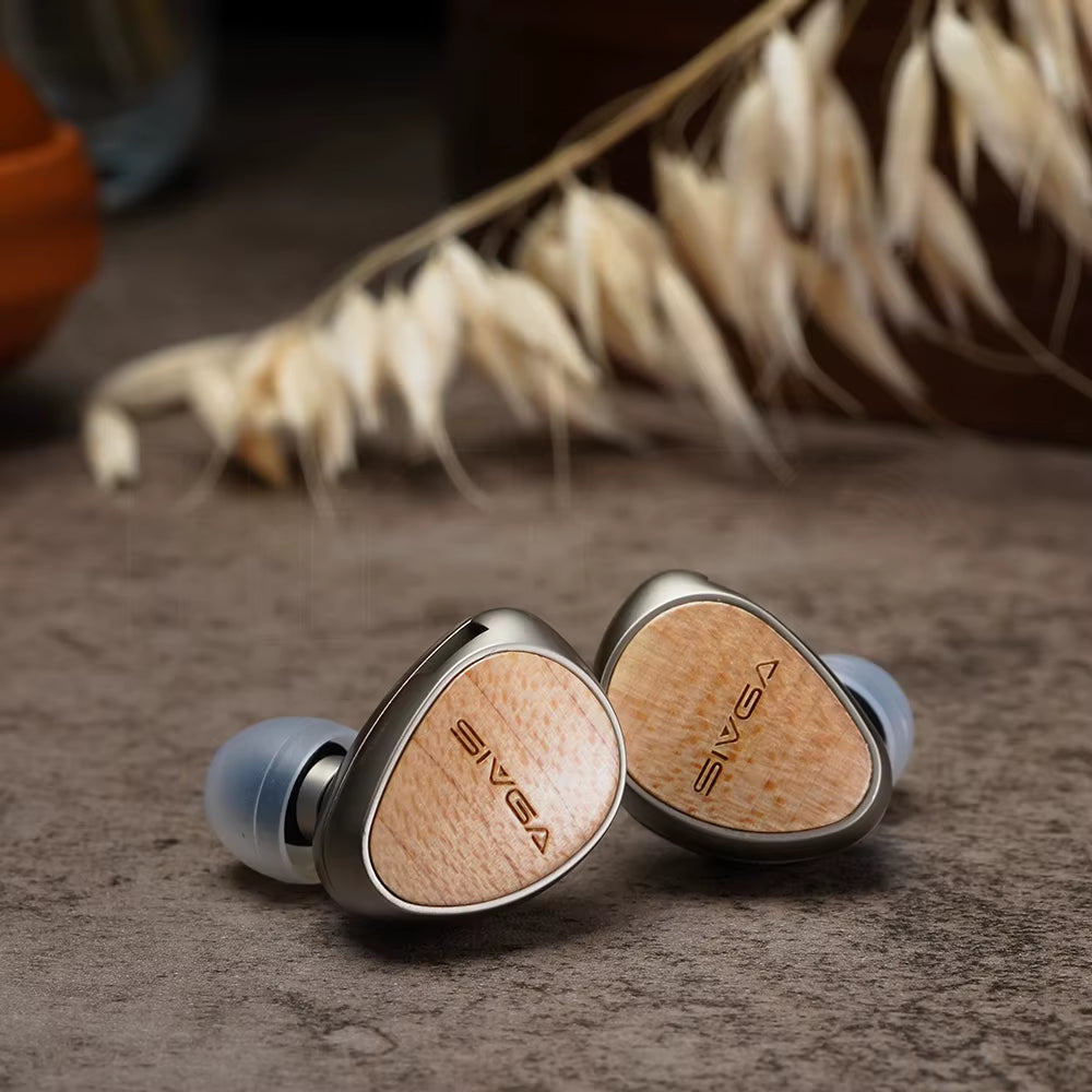 Sivga Que 10Mm Beryllium Diaphragm Dynamic Driver In-Ear Earphone Maple Wood Face Covers Retro Headphones with 3.5Mm 2Pin Cable