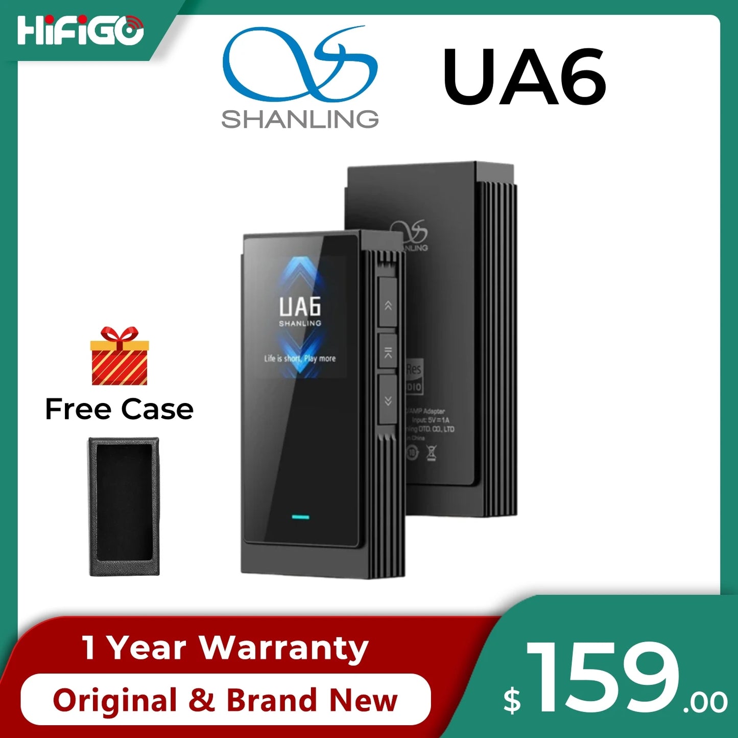 SHANLING UA6 HIFI Portable USB DAC/AMP Hi-Res 4 x CS43131 DACs Headphone Amplifer 32bit/768kHz & Native DSD512 | 3.5mm+4.4mm