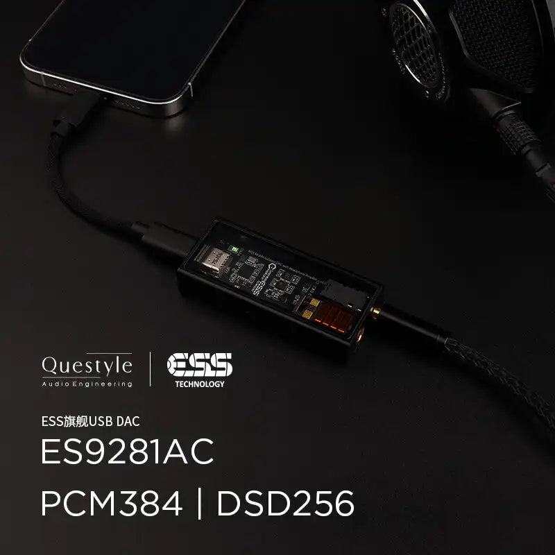 Questyle M15 Portable Dongle DAC/Headphone Amplifier ES9281AC Sabre DAC Chip 32-Bit/384kHz PCM, DSD256 MQA Tidal Original New