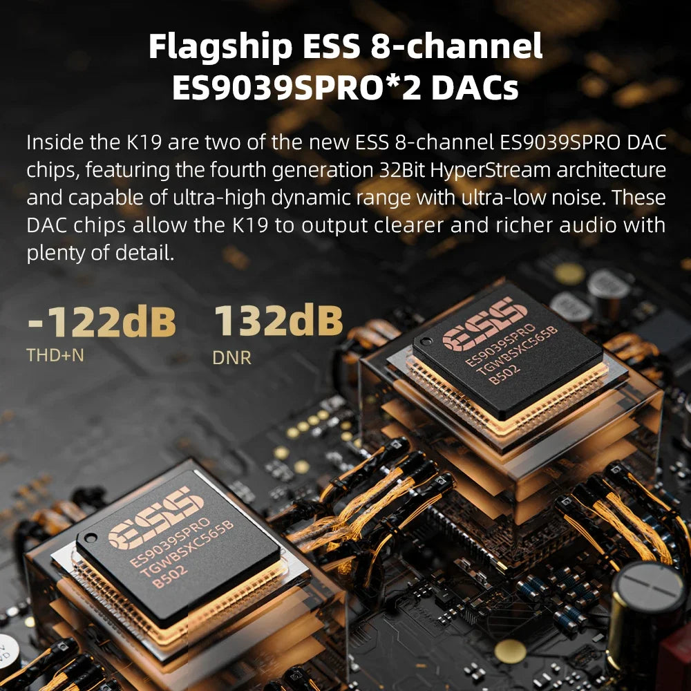 FiiO K19 Flagship Desktop DAC Headphone Amplifier Hi-Res Audio Dual ES9039SPRO HIFI Decoder DSD512 31-band PEQ XMOS XU-316