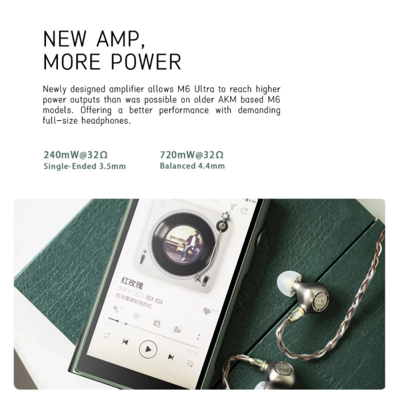 Shanling M6 Ultra Portable Hi-Res Player M6U Bluetooth 5.0 4*AK4493SEQ DAC 32Bit/768kHz DSD512 Single-End and Balanced Output