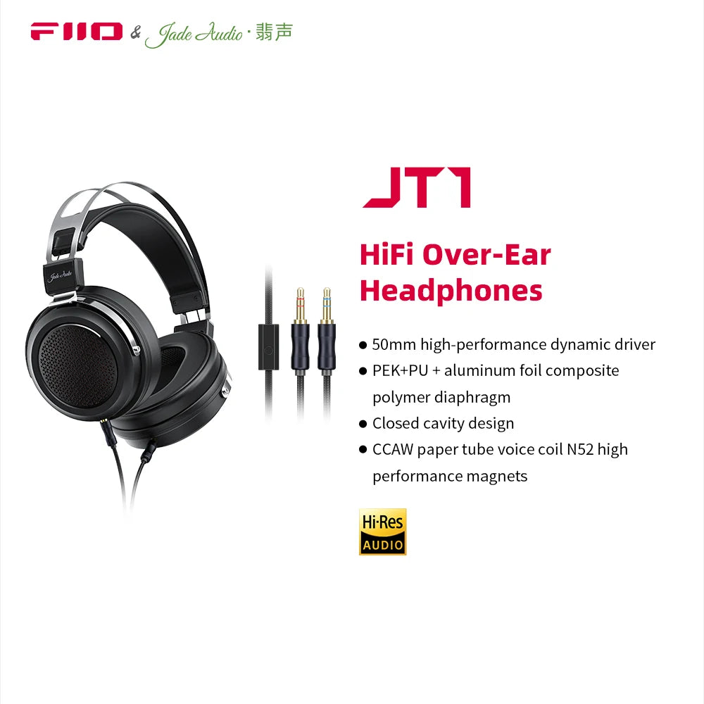 JT1 3.5Mm Studio Headphones for Recording Gaming with Microphone, 50Mm Diaphragms Driver,Hifi Sound