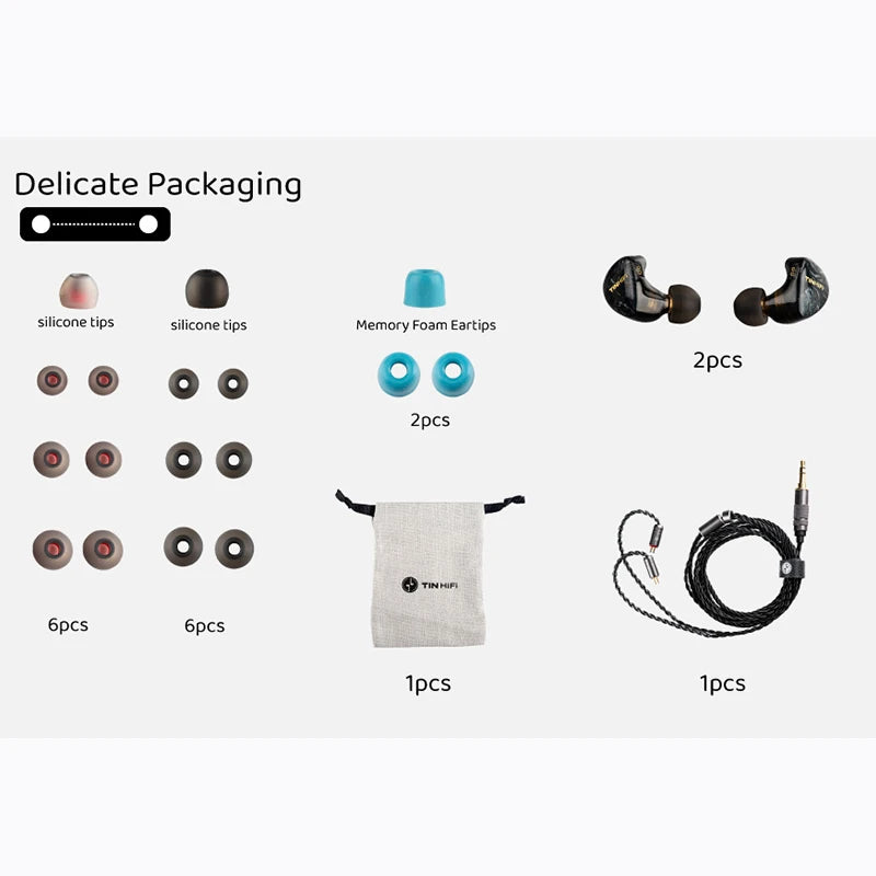 T3 plus Earphone LCP Diaphragm Dynamic Driver Tin Hifi in Ear Monitor Earbud Iems with Detachable Cable