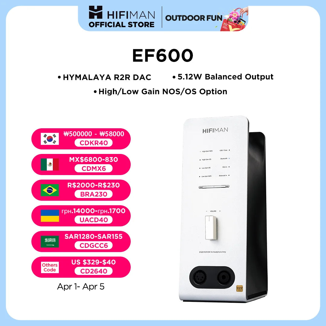 HIFIMAN EF600 Bluetooth DAC/Amplifier/Headphone Stand with HYMALAYA Pro R2R DAC