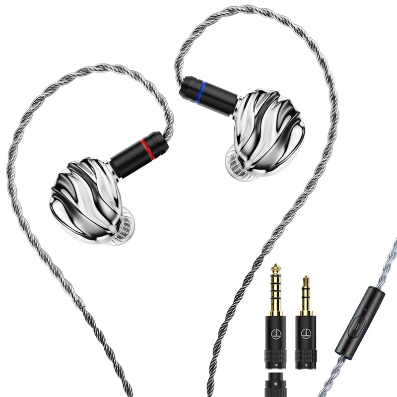 TRN Shell 4DD Planar Hybrid Headpohnes with 2Pin Detachable Cable Interchangeable Nozzle Design Earphones