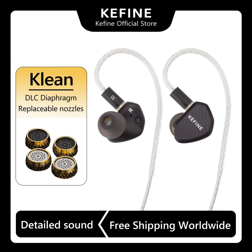 Klean 10Mm DLC Diaphragm Dynamic Driver Hifi Wired IEM Earphones with Metal Housing & Detachable 0.78Mm 2Pin 3.5Mm Cable