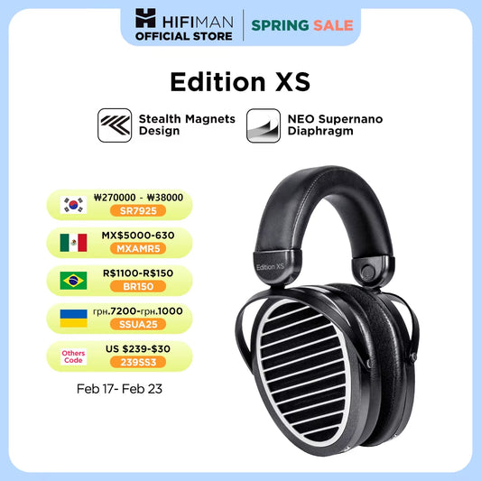 Edition XS Full-Size Over-Ear Open-Back Planar Magnetic Hi-Fi Headphones with Stealth Magnets Design Adjustable Headband