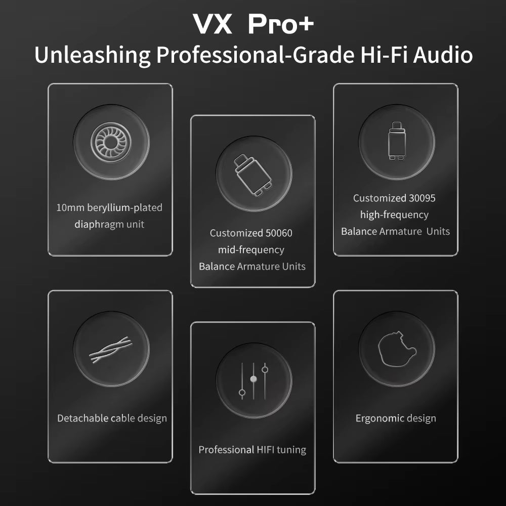 New VX Pro+ 8BA+1DD Hybrid in Ear Earphones IEM Technology HIFI Monitor Running Headphones Earplug Headset