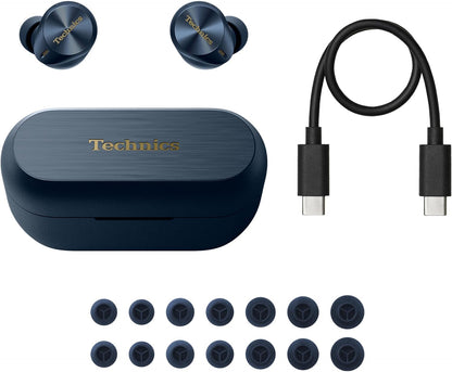 Premium Hi-Fi True Wireless Bluetooth Earbuds with Advanced Noise Cancelling, 3 Device Multipoint Connectivity, Wireless Charging, Hi-Res Audio + Enhanced Calling - EAH-AZ80-A (Midnight Blue)