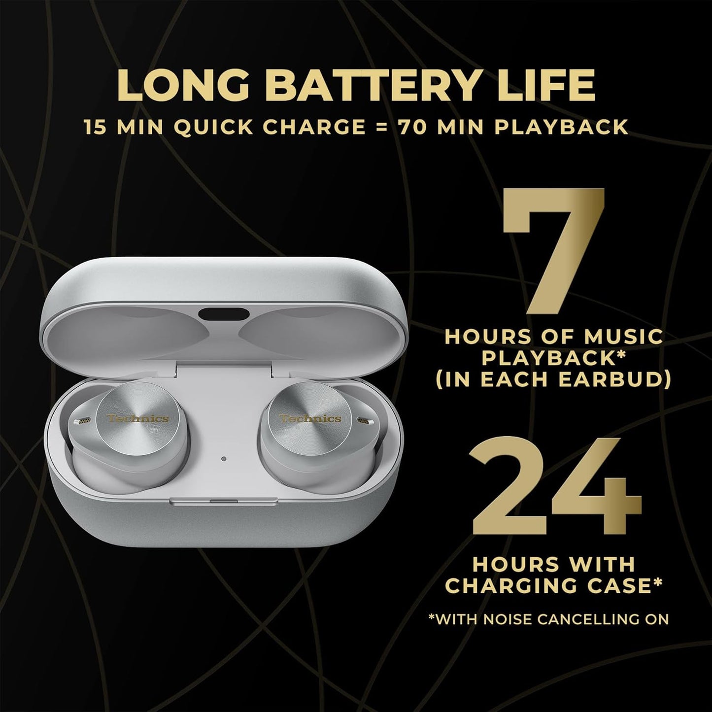 Premium Hi-Fi True Wireless Bluetooth Earbuds with Advanced Noise Cancelling, 3 Device Multipoint Connectivity, Wireless Charging, Hi-Res Audio + Enhanced Calling - EAH-AZ80-S (Silver)