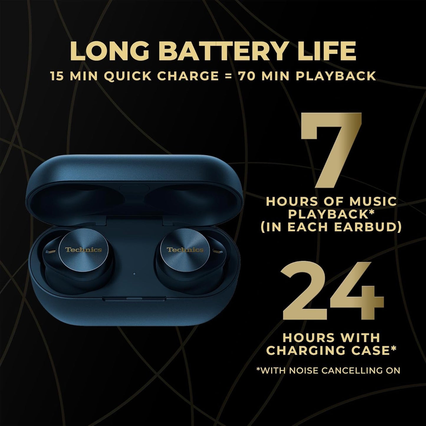 Premium Hi-Fi True Wireless Bluetooth Earbuds with Advanced Noise Cancelling, 3 Device Multipoint Connectivity, Wireless Charging, Hi-Res Audio + Enhanced Calling - EAH-AZ80-A (Midnight Blue)