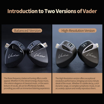 KZ Vader Triple Driver In-Ear Monitor Music Earphone,Hifi IEM with 4 Tuning Levels, 0.75Mm Pins Wired Sport Earbud Headphones(High-Resolution Version, without Mic)