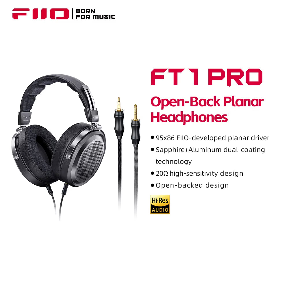 FT1 Pro Open-Back Planar Magnetic Wired Hi-Fi Headphones for Home, Studio, Recording, High Sensitivity