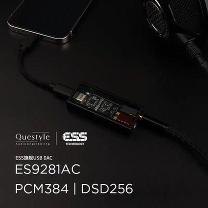 Questyle M15 Portable Dongle DAC/Headphone Amplifier ES9281AC Sabre DAC Chip 32-Bit/384kHz PCM, DSD256 MQA Tidal Original New