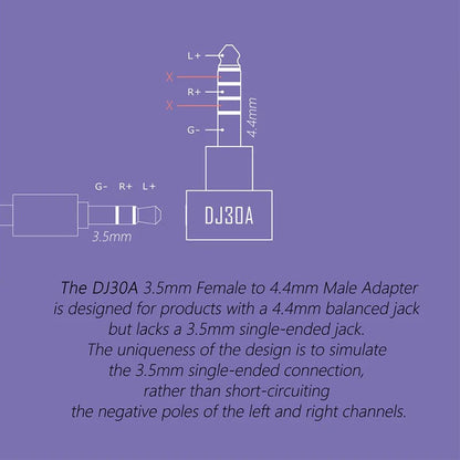 DD ddHiFi DJ30A Adapter 3.5mm Female to 4.4mm Male Apply to 3.5mm Earphone Cable from 4.4 Output