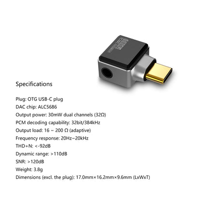 DD ddHiFi TC35C USB-C to 3.5mm Headphone Adapter & Lossless Music Decoder Up to 32bit / 384kHz PCM Decoding Type C Adapter