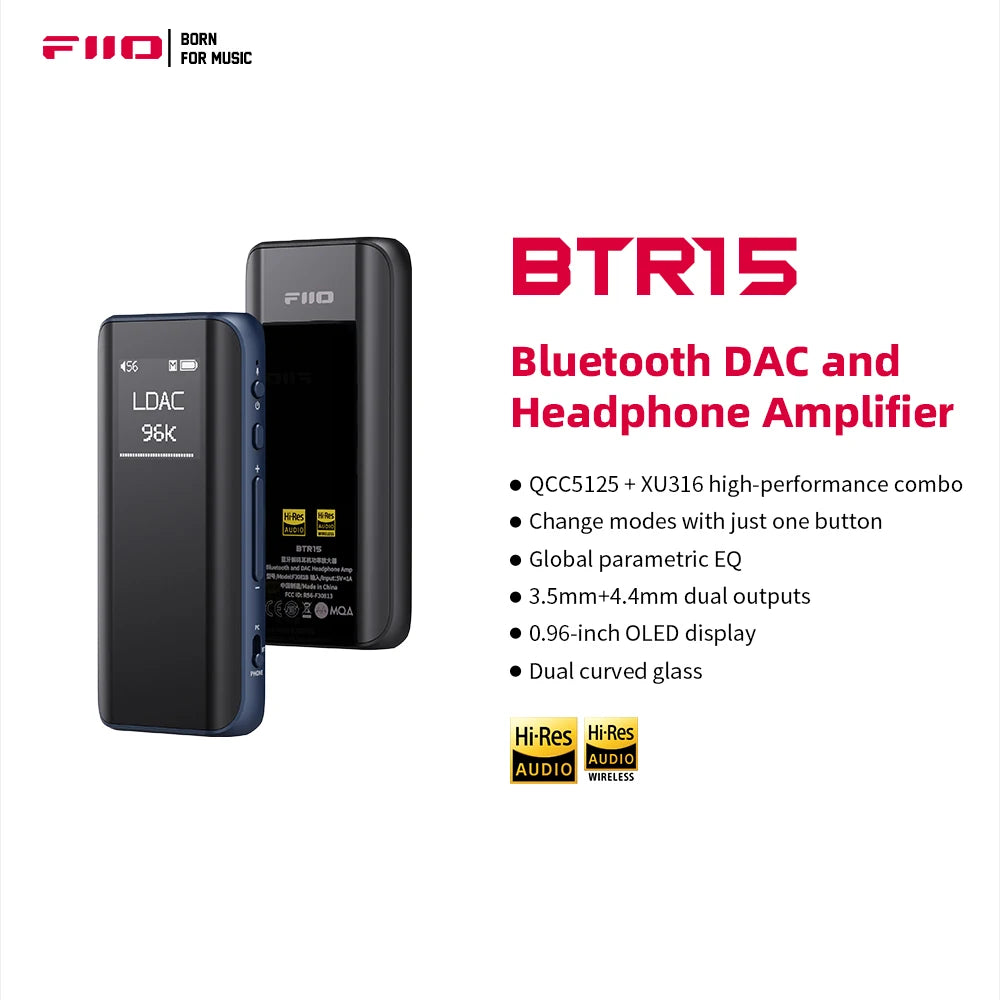 BTR15 Bluetooth 5.1 Headphone Amplifier DSD256 Receiver Ldac/Aptx Adaptive with 3.5Mm/4.4Mm