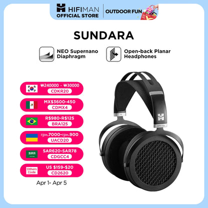 HIFIMAN SUNDARA Over-Ear Full-Size Planar Magnetic Headphones (Black) with High Fidelity Design Metal Casing