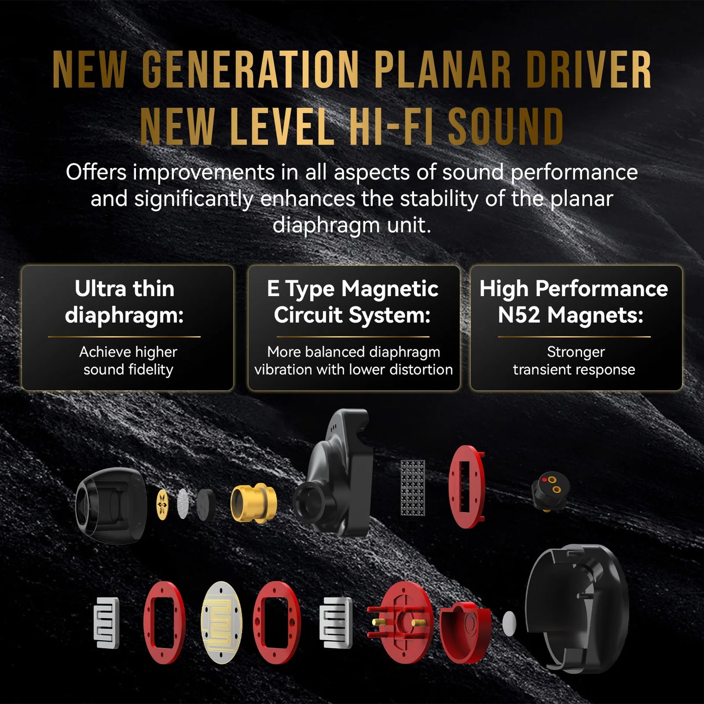 7Hz Timeless II Upgraded 14.5mm Planar Magnetic Driver IEM Hifi Wired Earbuds with Tunable Nozzle 7N OCC Cable