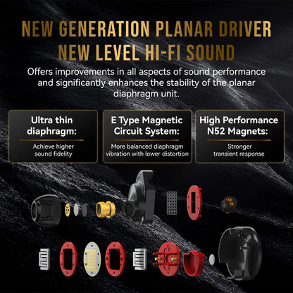 7Hz Timeless II Upgraded 14.5mm Planar Magnetic Driver IEM Hifi Wired Earbuds with Tunable Nozzle 7N OCC Cable