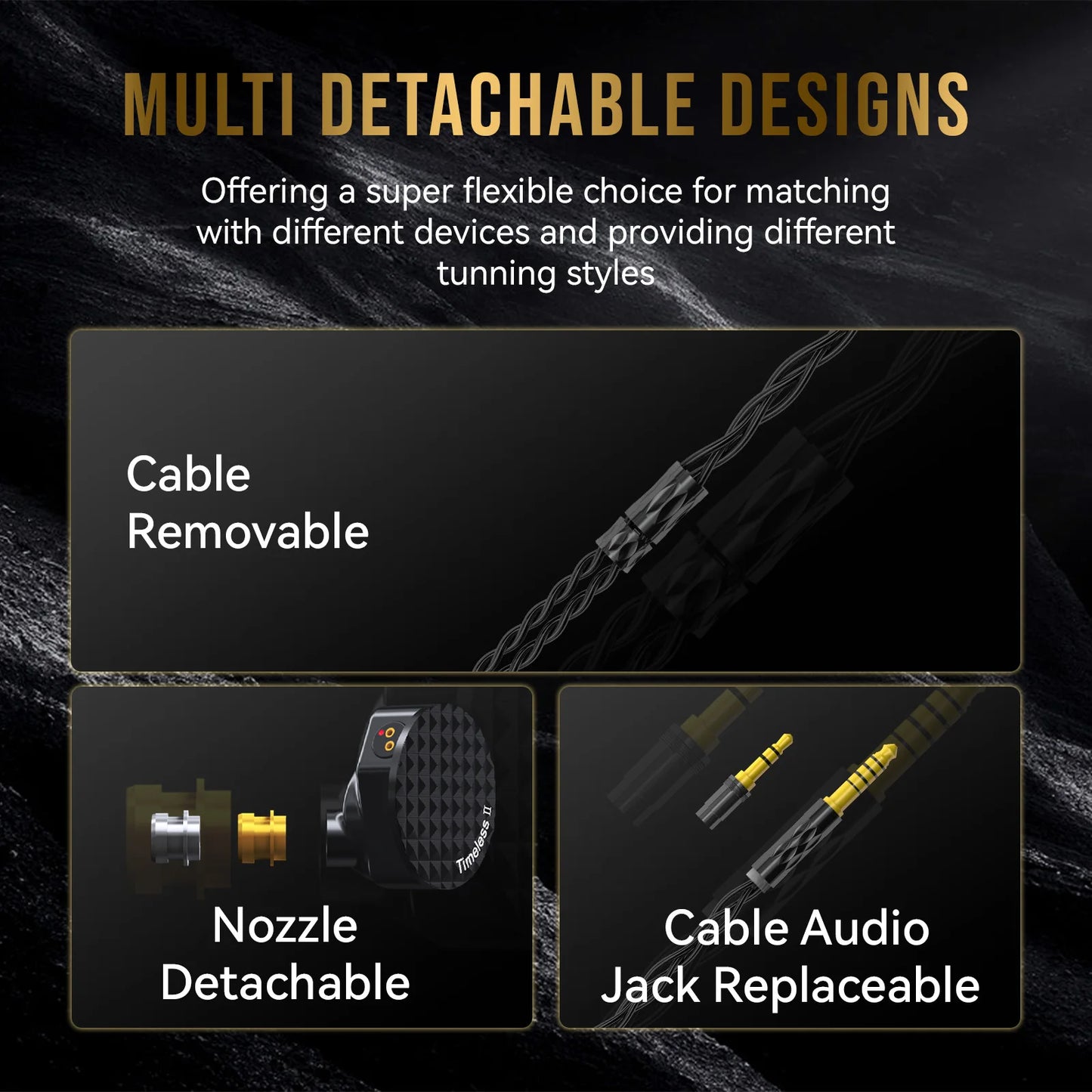 7Hz Timeless II Upgraded 14.5mm Planar Magnetic Driver IEM Hifi Wired Earbuds with Tunable Nozzle 7N OCC Cable