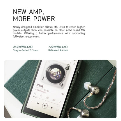 Shanling M6 Ultra Portable Hi-Res Player M6U Bluetooth 5.0 4*AK4493SEQ DAC 32Bit/768kHz DSD512 Single-End and Balanced Output