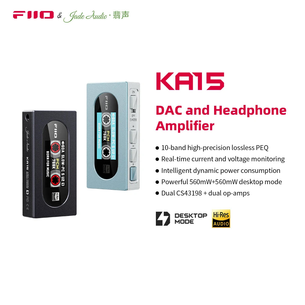 KA15 Portable USB DAC Headphone Amplifier USB Dongle with 3.5Mm and 4.4Mm Headphone Output