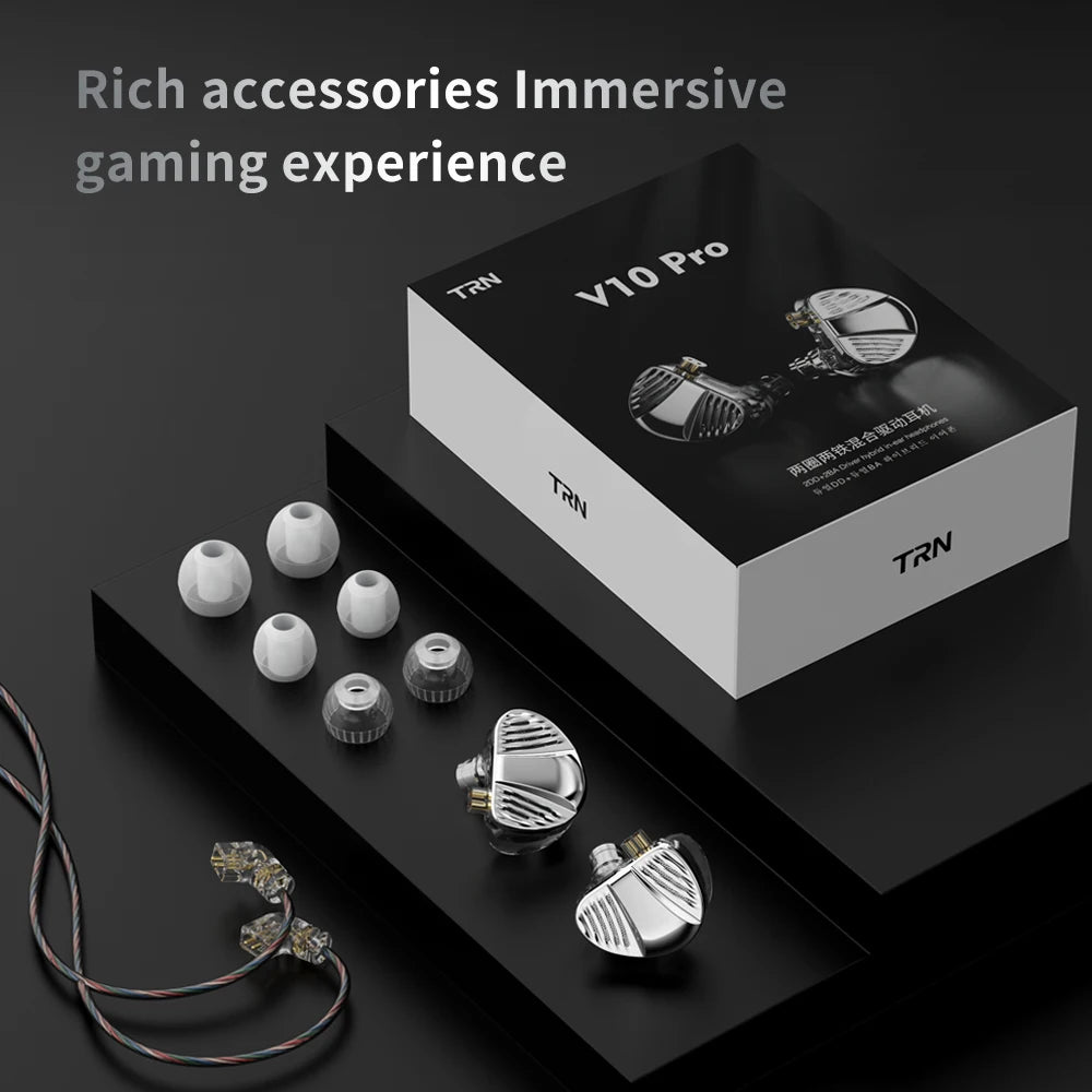 TRN V10 PRO 2DD+2BA Hybrid In-Ear Monitors with Upgraded Replaceable Cable Design