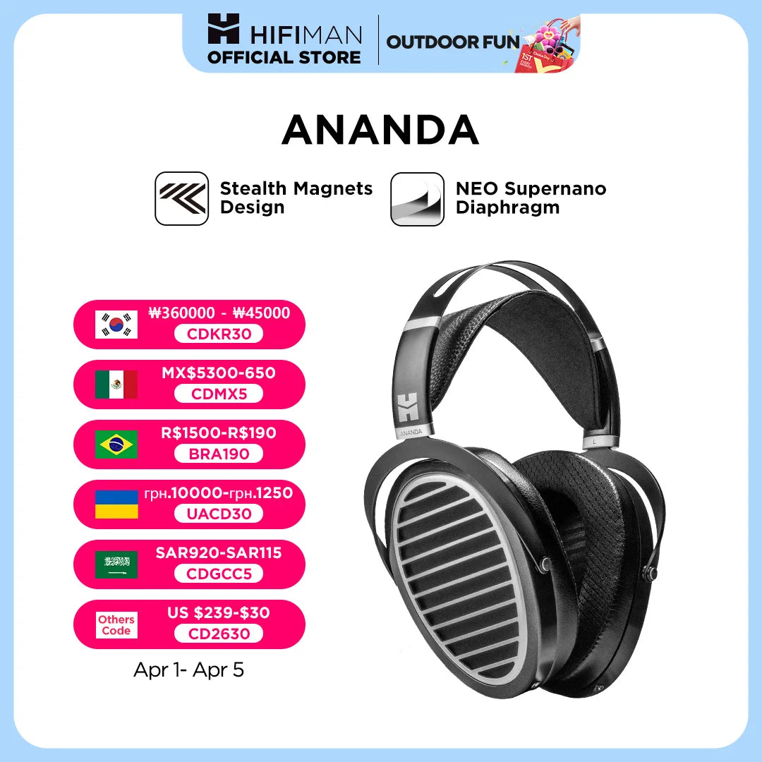 HIFIMAN Ananda Stealth Magnet Open-Back Over-Ear Full-Size Planar Magnetic Hi-Fi Headphones