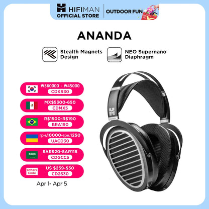 HIFIMAN Ananda Stealth Magnet Open-Back Over-Ear Full-Size Planar Magnetic Hi-Fi Headphones