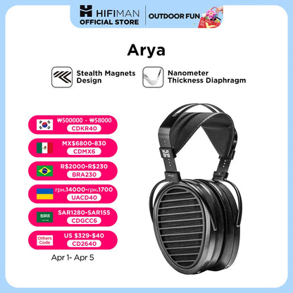 HIFIMAN Arya Full-Size Over Ear Planar Magnetic Audiophile Adjustable Headphone Stealth Magnets Version