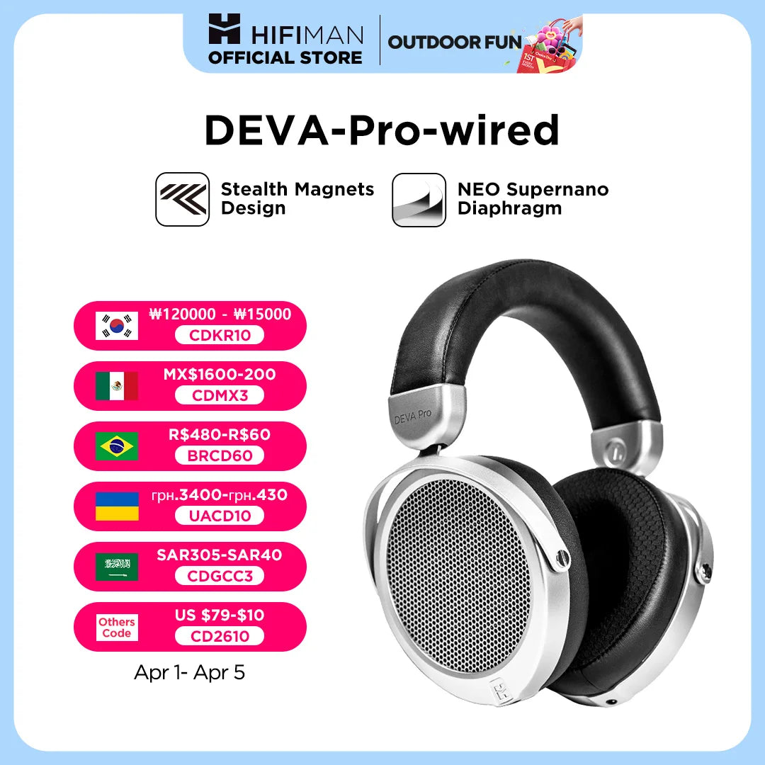 HIFIMAN Deva-Pro Over-Ear Open-Back Planar Magnetic Headphone with Stealth Magnets-Wired Version