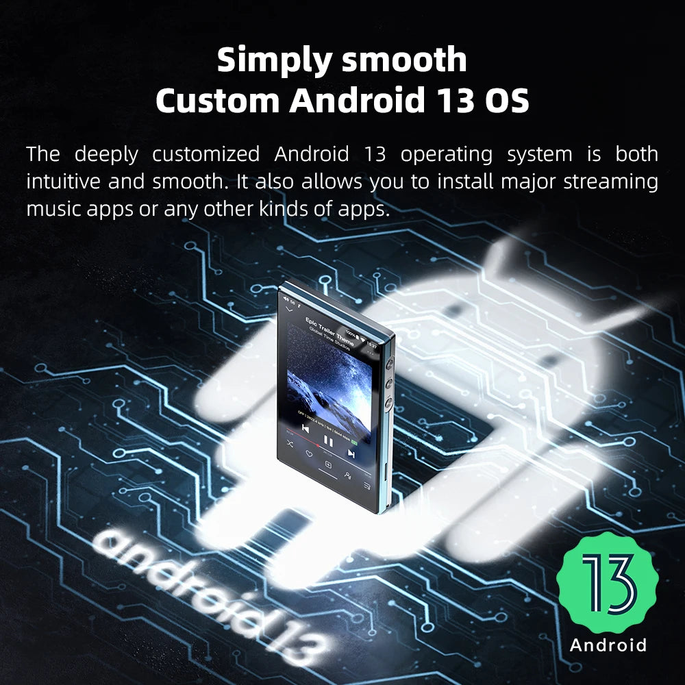 JM21 Android 13 Hi-Res Music Player MP3 with Snapdragon 680, Bluetooth Wifi USB DAC 12.5H Playtime