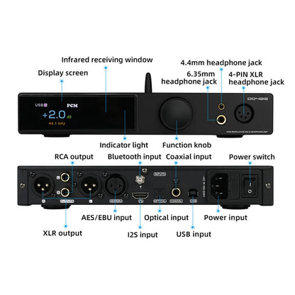 SMSL DO400 Fully Balanced Audio Decoder & Headphone Amplifier ES9039MSPRO BT5.1 4XLR/4.4mm/6.35mm headphone Output