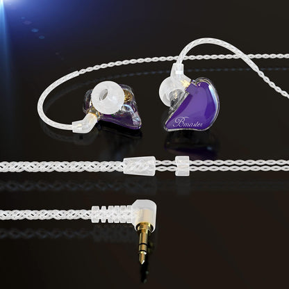 Bmaster Triple Drivers in Ear Monitor Headphone with Two Detachable Cables Fit in Ear Suitable for Audio Engineer, Musician (Purple)