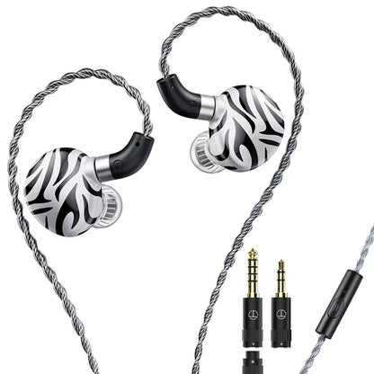 New White Tiger in Ear Earphones Hybrid Dual Dynamic Driver + Planar Diaphragm Headphones